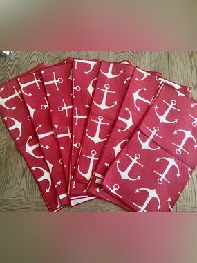 Decorative Things Red Anchor Print Napkins - Set of 6